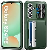 BXYJY for Samsung Galaxy S24 FE Case with Card Holder (Store 4-5 Cards), RFID Blocking, Slide Len...