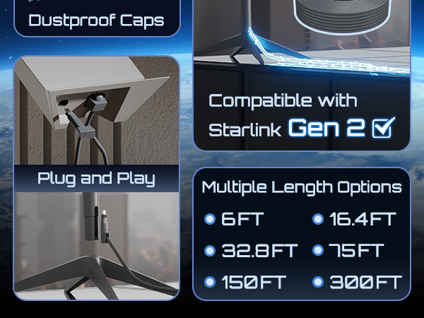 Starlink Cable Gen 2 75FT, Extension Replacement Cable