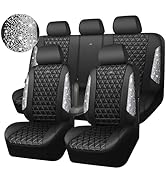 CAR PASS Bling Diamond Leather Car Seat Covers Full Seats Interior Sets, Waterproof Shining Glitt...