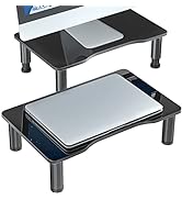 2 Pack Computer Monitor Stand Riser with Height Adjustable Multi Media Desktop Stand for Flat Scr...