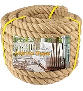 Manila Rope 2 Inch X 50 Ft, Hemp Rope 4 Strand Twisted, Thick Rope Natural for Crafts Heavy Duty ...