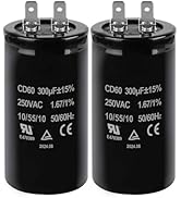 ZOWZEA 300uF MFD ±15% CD60 Motor Start Capacitor 250VAC 50/60Hz for Electric Motor Starting 2 Pack