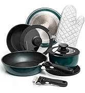 Moss &amp; Stone Aluminum Pots And Pans Set Nonstick, Removable Handle Cookware, Stackable Pots And P...