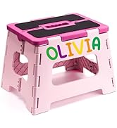 Delxo 9 Inch Folding Step Stool for Kids - Includes 3 Alphabet Letter Stickers &amp; 2 Non-Slip Grip ...