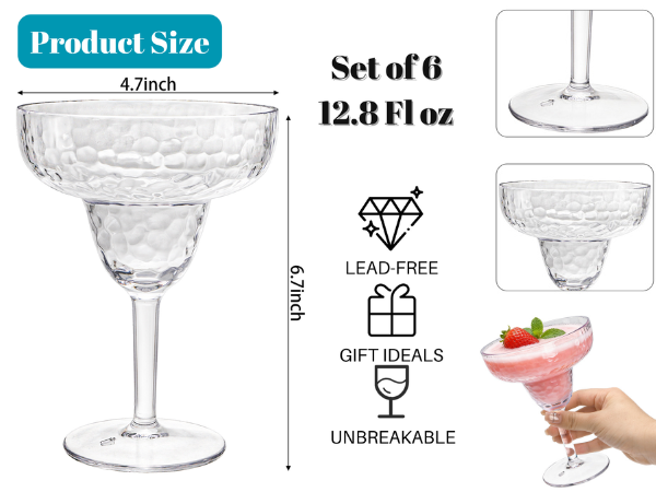 Acrylic Margarita Glasses with Stem