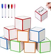 16 Pcs Dry Erase Blocks Set Dry Erase Blank Foam Dice Dry Erase Cubes with 5 Pieces Colorful Mark...