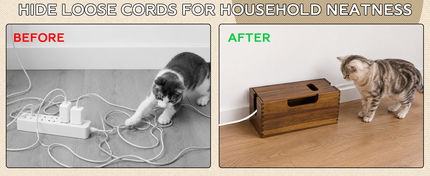 Wood Cable Management Box,
