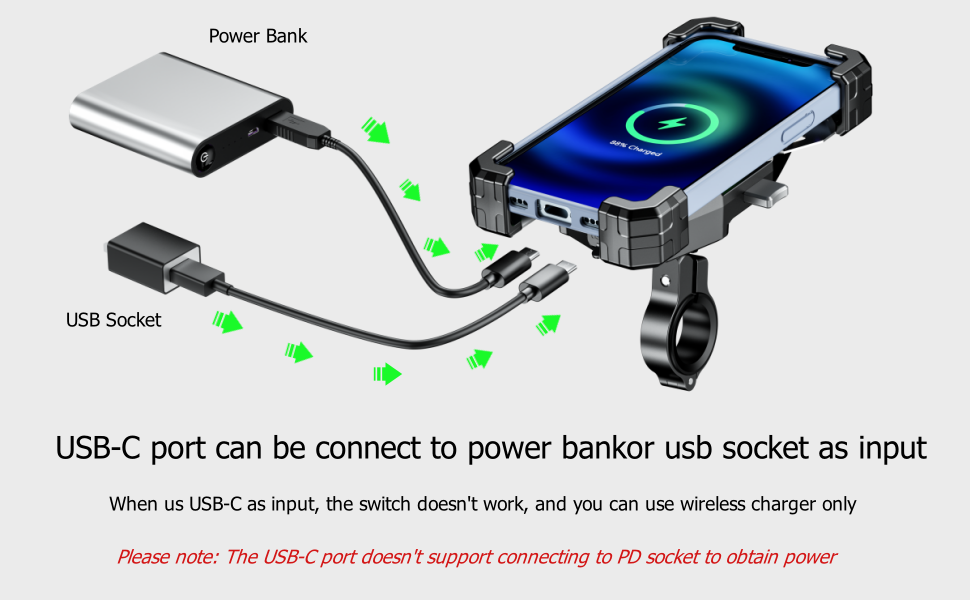 motorcycle phone mount usb charger