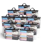 10PACK Clear Zippered Storage Bag for Clothes, 22L Clear Storage Bags, and Blanket Storage Bags f...