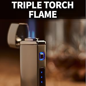 Pardo Torch Lighter Triple Jet Flame, Refillable Butane Lighter