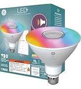 GE LED+ PAR38 LED Light Bulb, Outdoor Color Changing Wireless Bluetooth Speaker Floodlight with R...