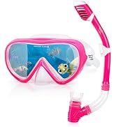 Kids Snorkel Set, Child Diving Mask Anti-Fog Swim Goggles and Dry Snorkel Children Snorkeling Gea...