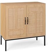 Giantex Sideboard Cabinet, Boho Rattan Buffet Cabinet with Storage Adjustable Shelves, 2 Doors, F...