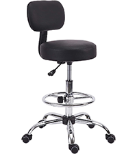 KLASIKA Low Back Rolling Stool PU Leather Vanity Stools, Adjustable Height Ergonomic Swivel Rolling ...