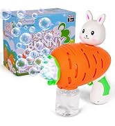 ArtCreativity Bunny Bubble Gun – Fun Carrot-Shaped Easter Bubbles Toy with 100ml Solution – Perfe...