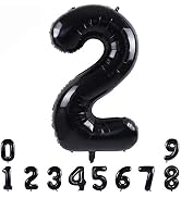 TONIFUL 40 Inch Black Large Numbers Balloons 0-9,Number 2 Digital 2 Helium Balloons,Foil Mylar Bi...
