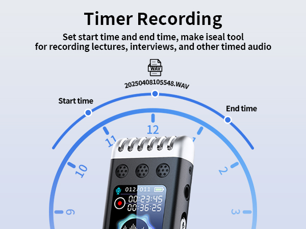 USB C Voice Recorder come with timer recording