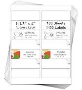 Anylabel 14 Per Page Mailing Labels 1-1/3" x 4" Shipping Address Sticker Paper for Laser &amp; Inkjet...