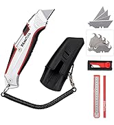KingTool Self-Retracting Box Cutter with Holster &amp; Belt Clip, Auto Retractable Safety Utility Kni...