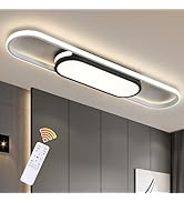 Qcyuui Modern LED Ceiling Light,31.5in Dimmable Linear Ceiling Lamp, Black and White Led Flush Mo...