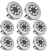 ZGWJ Solar Ground Lights,8 LED Disk Lights Upgraded Outdoor Garden Lights Landscape Lights for La...