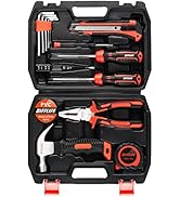 DIFFLIFE Tool Sets Household Tool Kit 15-Piece,General Home/Auto Repair Tool Set with Hammer, Pli...