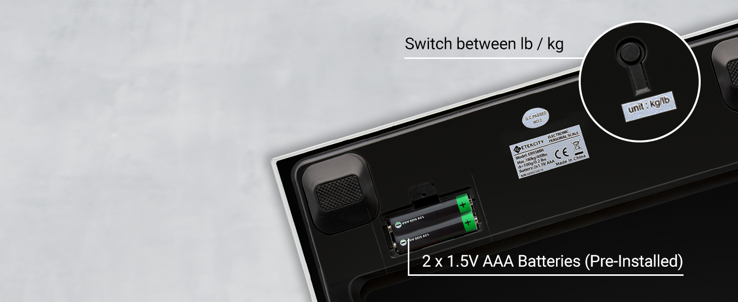 Pre-installed batteries and a convenient unit switching button