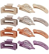 Flat Hair Clips for Women 12 Pack, Large Matte Square Claw Clips, Flat Hair Accessories, Side Sli...