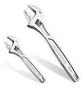 WORKPRO 2-piece Adjustable Wrench Set, 6-Inch &amp; 10-Inch Black Oxide Wrenches, Cr-V Steel, Wide Ja...