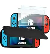 ProCase Flip Cover for Nintendo Switch Case with 2 Pack Tempered Glass Screen Protectors, Detacha...