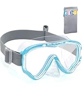 Vvinca Kids-Goggles with Nose Cover, Diving Mask Elastic Fabric Strap Anti Fog Anti Shattered Len...
