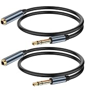 JSADZKJ 1/4 inch TRS Cable 6.35MM Male to 6.35MM Female Jack Stereo Audio Cable Gold-Plated Quart...