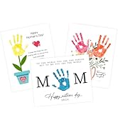 Pack 3 Handprint Floral Flower Bouquet Handprint Craft DIY for Mothers Day Card, Unique Gifts for...