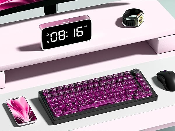 Fuchsia Clear keycaps for Mechanical Keyboard,Transparent MDA keycaps,Ceramic Jelly Key caps