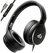 USB C Headphones Wired Headphones Over Ear with HD Mic, Lightweight Foldable Active Noise-Canceli...
