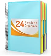 24 Pocket Project Organizer, Forvencer 1/3-cut Tab Binder Organizer w Sticky Labels, Multi Pocket...