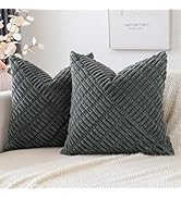 OTOSTAR Soft Corduroy Decorative Throw Pillow Covers 20x20 Inch Farmhouse Boho Home Decor Corss T...