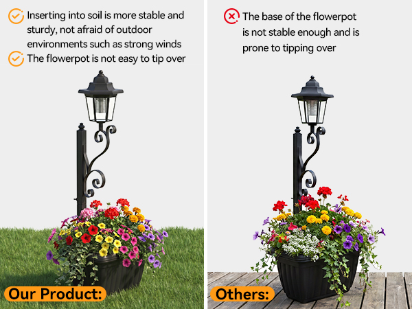 solar floor lamp with planter