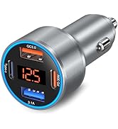 Car Charger USB C, 65W Dual 12V Cigarette Lighter USB Car Adapter with Voltage Display Multi Port...