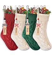 Christmas Stockings Set of 4, Personalized Stocking Set with DIY Snowman Tags, Custom Stockings C...