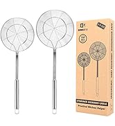 Pack of 2 Large Spider Strainer, Stainless Steel Skimmer Basket,Kitchen Ladle Strainers,Mesh Spoo...