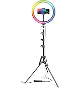 Bower 12-inch RGB LED Selfie Ring Light Studio Kit - Adjustable Brightness, 9 RGB and 3 White Lig...