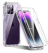 SURITCH Compatible with iPhone 14 Pro Max Clear Case,[Built in Screen Protector] Full Body Protec...