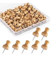 GOOLADA 120Pcs Coffee Wood Push Pins, Brown Decorative Thumb Tacks, Wooden Pins and Tacks, Cute P...