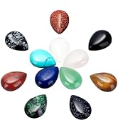 PH PandaHall 24pcs Gemstone Cabochons 12 Styles Teardrop Stone Cabochons Colorful Crystal Stone B...