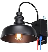 LEONLITE Outdoor Gooseneck Barn Light with GFCI Outlet, Dusk to Dawn, 11 Inch Farmhouse Exterior ...