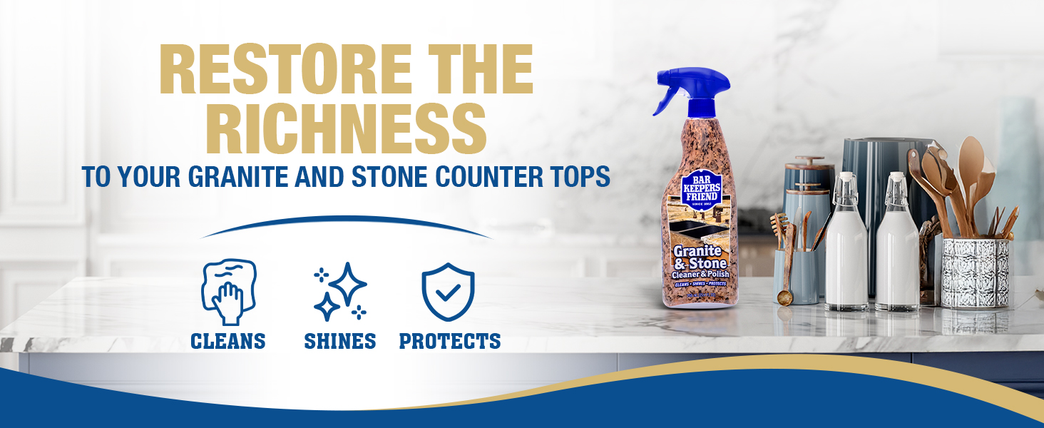 Bar Keepers friend granite stone polisher cleaner and shines countertops