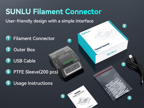 SUNLU Filament Connector, Fast Heating Filament Connector for 3D Printer Filament 1.75mm
