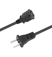 2 Prong Indoor Small Extension Cord 10 FT Power Cord Extension Outdoor Waterproof Long Power Supp...
