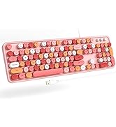 Atelus Computer Keyboard Wired, Plug Play USB Keyboard with Large Number Pad, Caps Indicators, Fo...